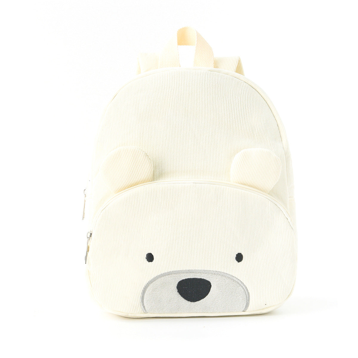 Cute Off White Bear Backpack Soft Corduroy Material With Adjustable Straps Backpacks & Bags