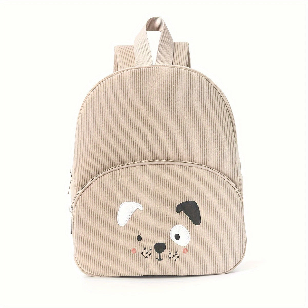 Cute Khaki Dog Backpack Soft Corduroy Material With Adjustable Straps Backpacks & Bags