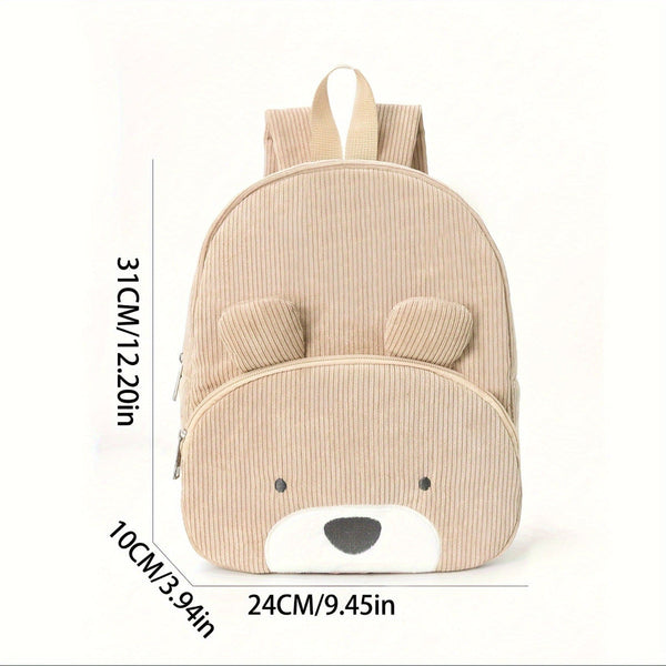 Cute Khaki Dog Backpack Soft Corduroy Material With Adjustable Straps Backpacks & Bags