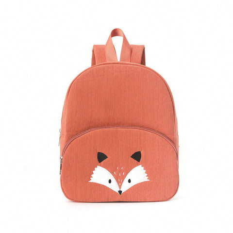 Cute Fox Backpack Soft Corduroy Material With Adjustable Straps Backpacks & Bags