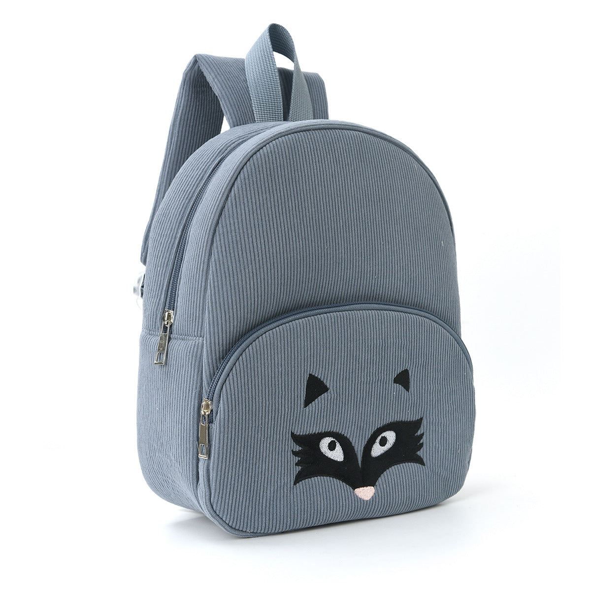 Cute Blue Fox Backpack Soft Corduroy Material With Adjustable Straps Backpacks & Bags