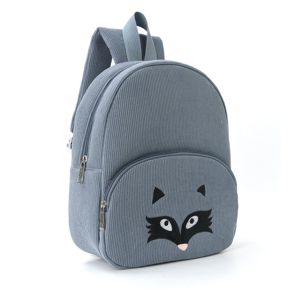 Cute Blue Fox Backpack Soft Corduroy Material With Adjustable Straps Backpacks & Bags
