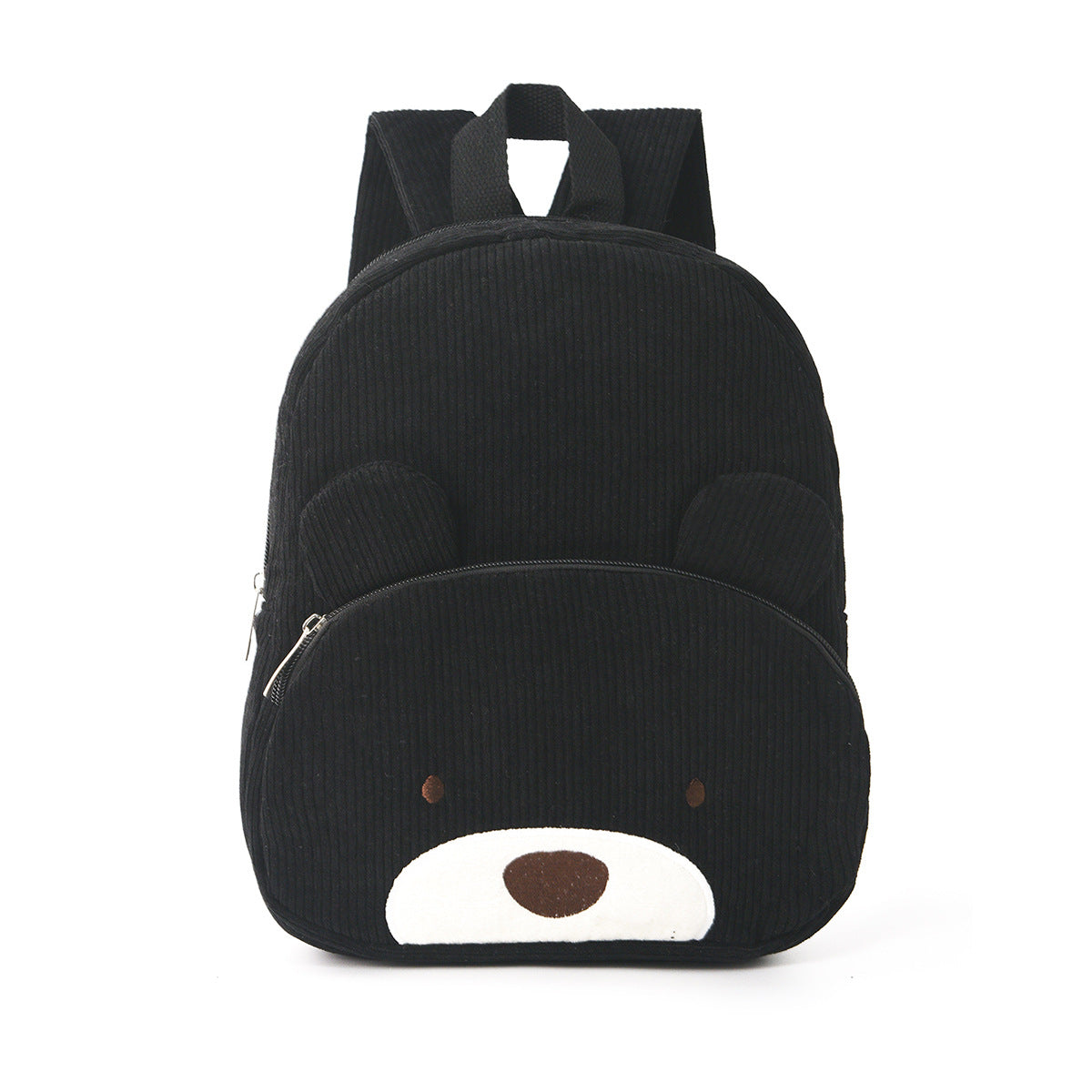 Cute Black Bear Backpack Soft Corduroy Material With Adjustable Straps Backpacks & Bags