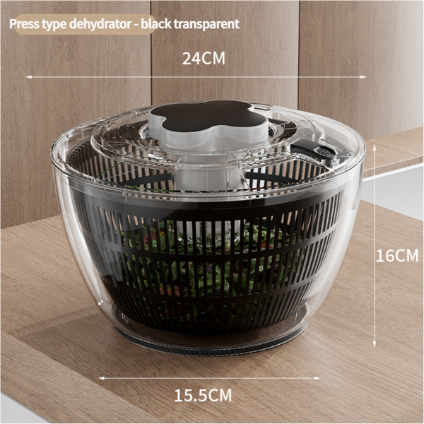 Transparent Black Manual Salad Spinner With Pressurized System Efficient & Quick Vegetables Drying Multiple Color Options Other Kitchen Gadgets