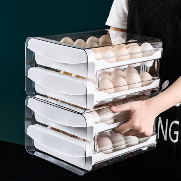 Clear Egg Storage Box With Two Layers Space Saving Design For 40 Eggs Food Storage Containers