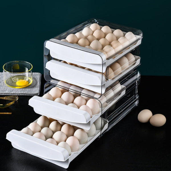 Clear Egg Storage Box With Two Layers Space Saving Design For 40 Eggs Food Storage Containers