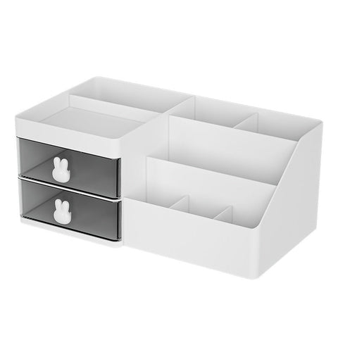 White Drawer Style Cosmetic Organizer Multifunctional Jewelry Storage Box For Desk Minimalist Students Storage Boxes