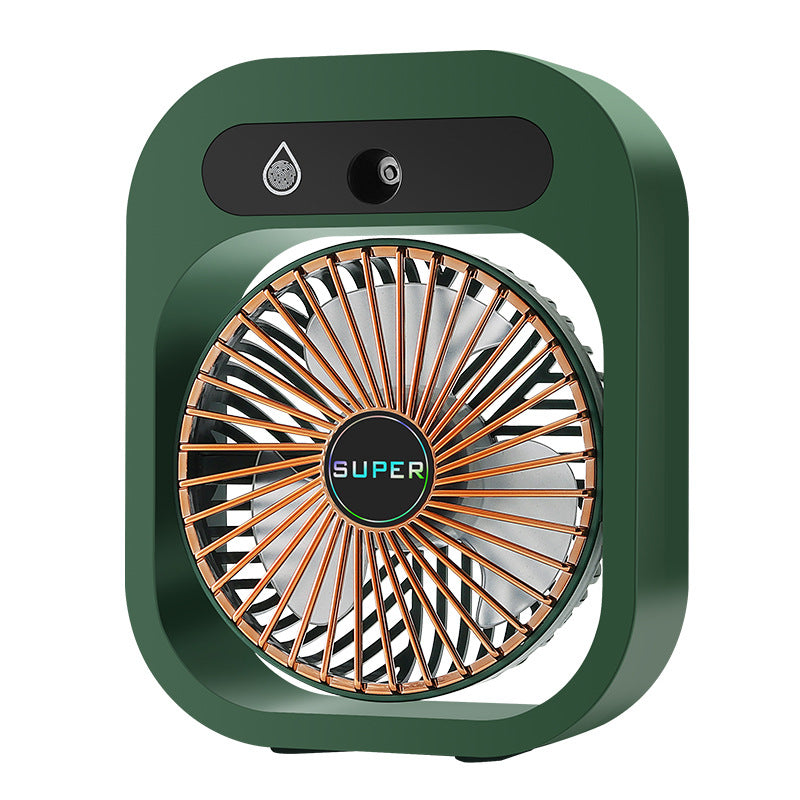 Usb Rechargeable Misting Compact Personal Fan With Cooling Spray Green Color Portable Fans