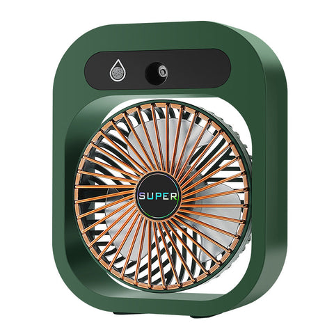 Usb Rechargeable Misting Compact Personal Fan With Cooling Spray Green Color Portable Fans