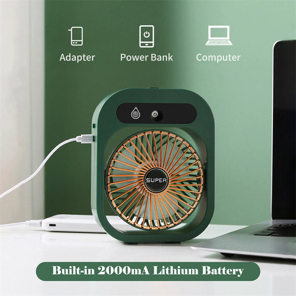 Elosung Usb Rechargeable Misting Fan Compact Personal With Cooling Spray White Colors Portable Fans