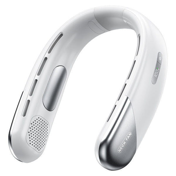 Elosung Digital Display Neck Fan Rechargeable Wearable With Speed White 1200Mah Portable Fans