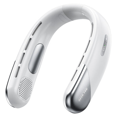 Elosung Digital Display Neck Fan Rechargeable Wearable With Speed White 1200Mah Portable Fans