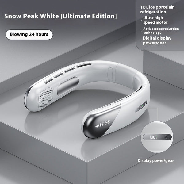 Portable Fans Elosung Digital Display Neck Fan Rechargeable Portable Wearable With Adjustable Speed Blue 1200Mah