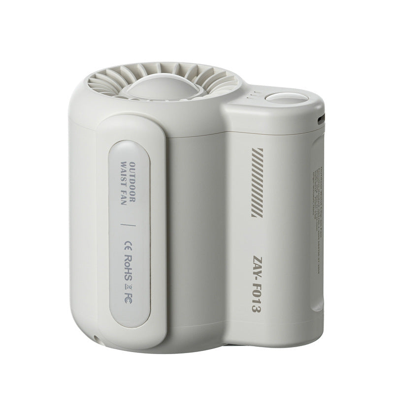 Elosung White Outdoor Waist Fan Wearable For Hands Free Cooling Portable Fans