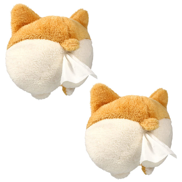 Elosung 2Pcs Cute Dog Shaped Tissue Box Plush Holder For Car Use Tissue Box Covers