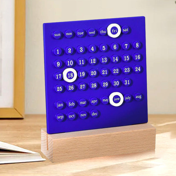 Blue Diy Ring Perpetual Calendar Creative Acrylic Desktop With Adjustable Rings Calendars (Current)