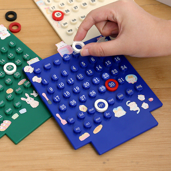 Blue Diy Ring Perpetual Calendar Creative Acrylic Desktop With Adjustable Rings Calendars (Current)