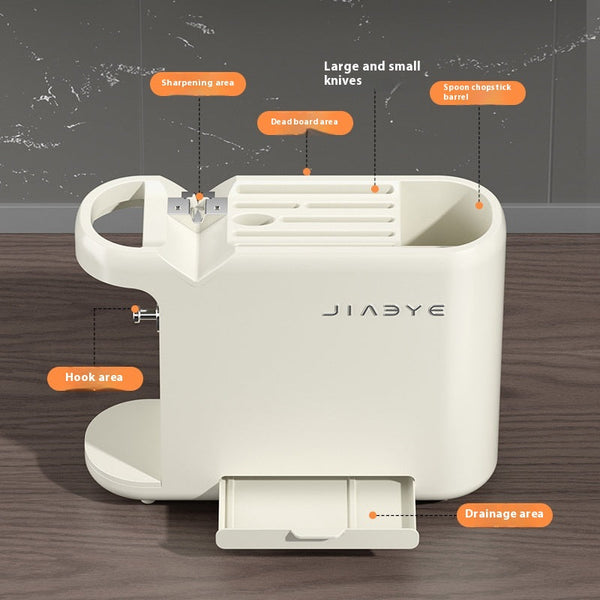 Green Multifunctional Kitchen Knife Rack Storage Organiser With Built In Sharpener For Knives Chopsticks Cutting Boards And Pot Lids Knife Blocks & St