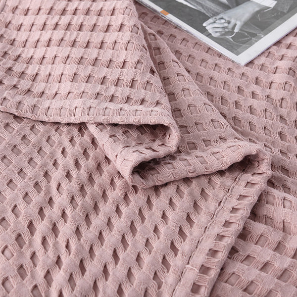 Elosung Cotton Waffle Blanket Air Conditioning Throw Summer Quilt 200X230cm Bean Paste Color Blankets