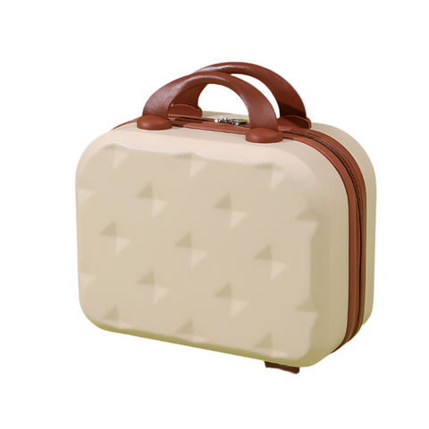 Off White 14 Inch Mini Handheld Luggage Case Stylish Makeup And Storage Box With Abs Shell Makeup Bags & Cases