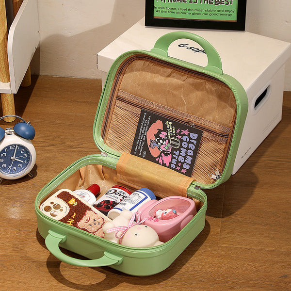 Pink 14 Inch Mini Handheld Luggage Case Stylish Makeup And Storage Box With Abs Shell Makeup Bags & Cases