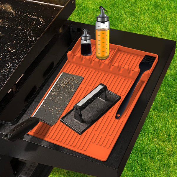 Elosung Grey Silicone Bbq Grilling Mat Heat Resistant Side Rack Protector For Grills And Baking Trays