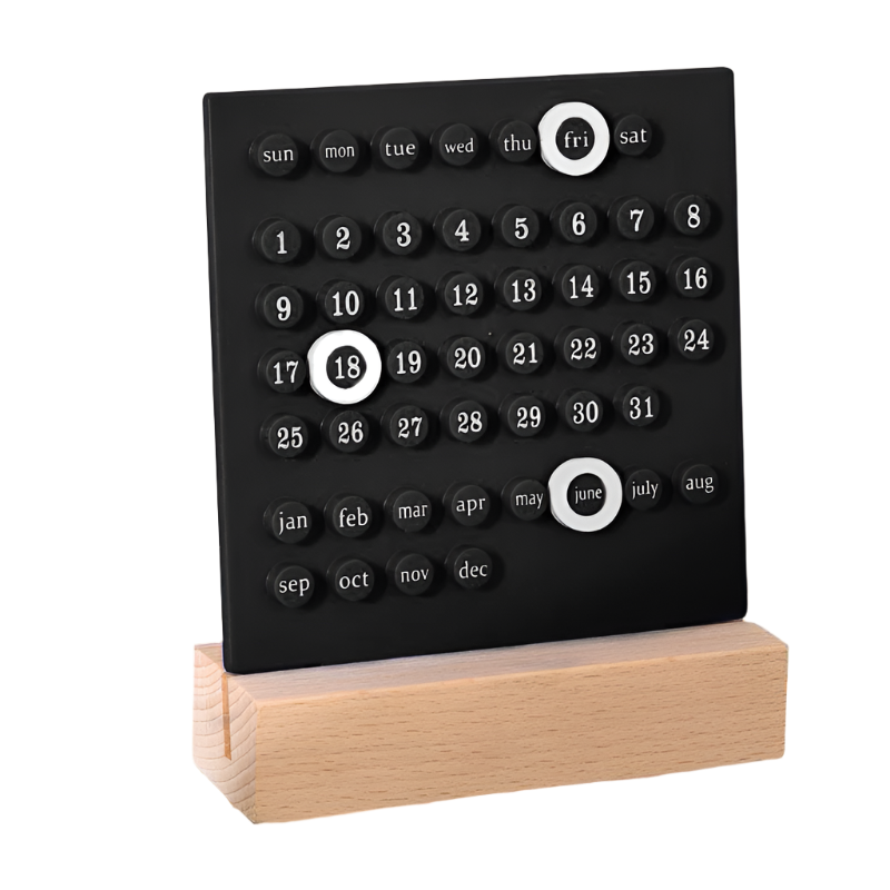 Black Diy Ring Perpetual Calendar Creative Acrylic Desktop With Rings Other Home Décor