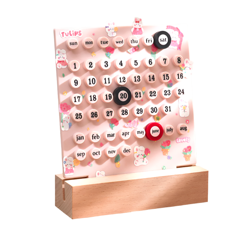 Pink Diy Ring Perpetual Calendar Creative Acrylic Desktop With Rings Other Home Décor