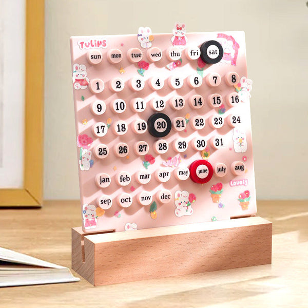 Pink Diy Ring Perpetual Calendar Creative Acrylic Desktop With Adjustable Rings Other Home Décor