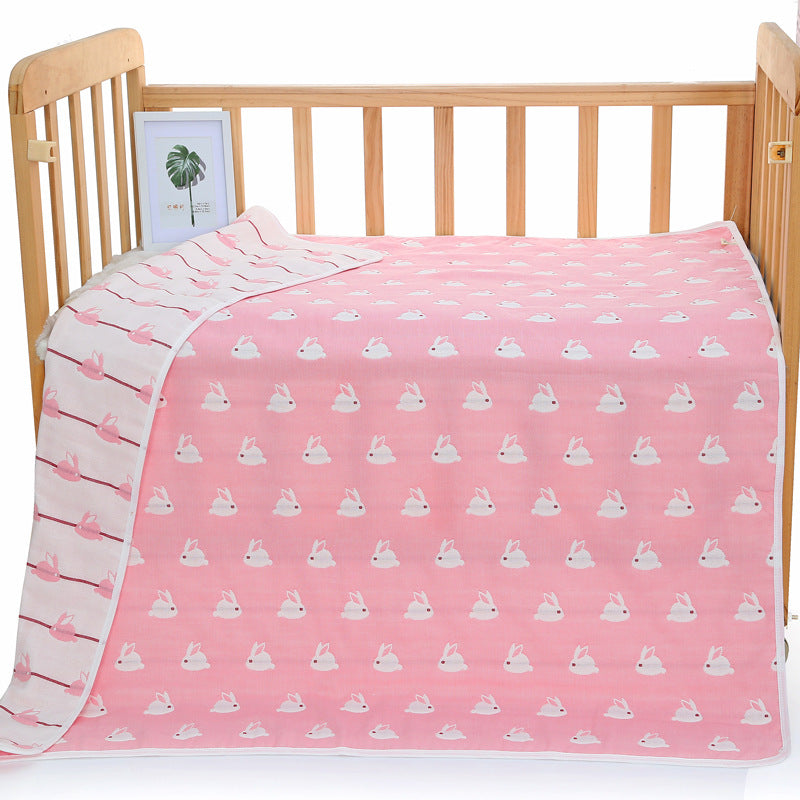 Pink Bunny 6 Layer Muslin Little One Blanket Soft Cotton For Infants And Toddlers 110X110 Cm Blankets & Throws