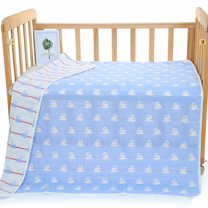 Elosung Blue Bunny 6 Layer Muslin Little One Blanket Soft Cotton Bedding For Infants And Toddlers 110X110 Cm Blankets & Throws