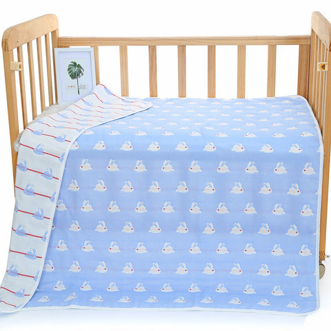 Elosung Blue Bunny 6 Layer Muslin Little One Blanket Soft Cotton Bedding For Infants And Toddlers 110X110 Cm Blankets & Throws