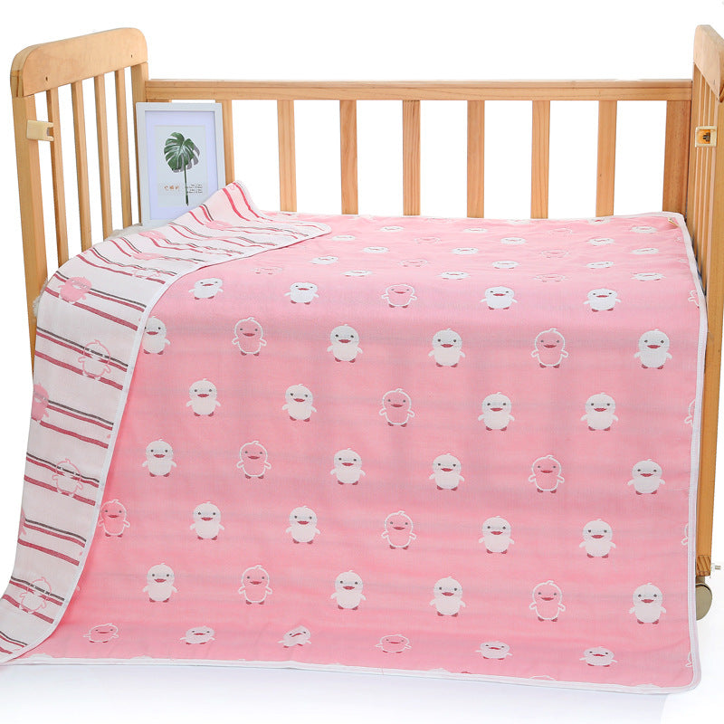 Elosung Pink Chick 6 Layer Muslin Little One Blanket Soft Cotton Bedding 110X110 Cm Blankets & Throws