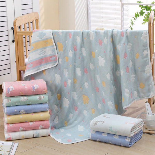 Elosung Pink Chick 6 Layer Muslin Little One Blanket Soft Cotton Bedding 110X110 Cm Blankets & Throws