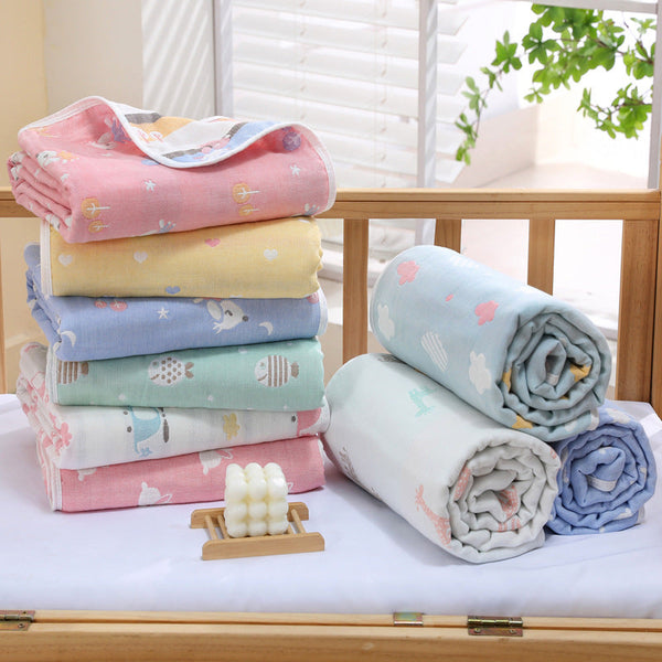 Elosung Pink Chick 6 Layer Muslin Little One Blanket Soft Cotton Bedding 110X110 Cm Blankets & Throws