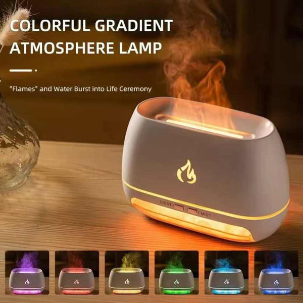 Black Led Flame Aromatherapy Diffuser With Humidifier Ambient Light Essential Oil Diffusers