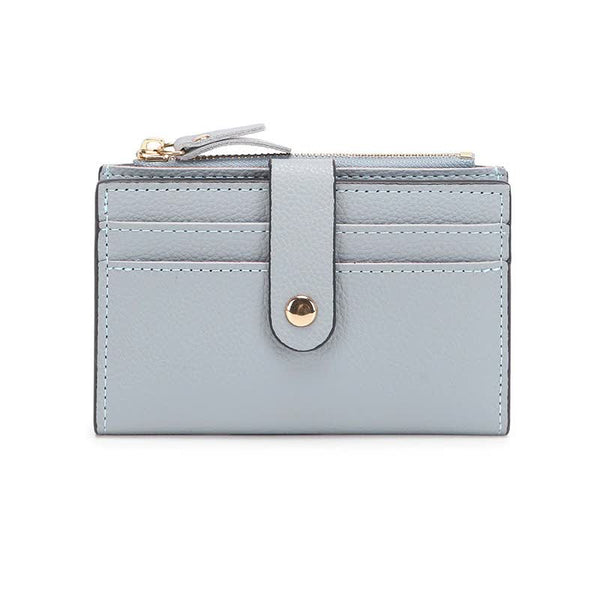 Elosung 3 Pcs Blue Women's Small Zipper Snap Card Ladies Pu Leather Credit Holder With Coin Pocke Wallets