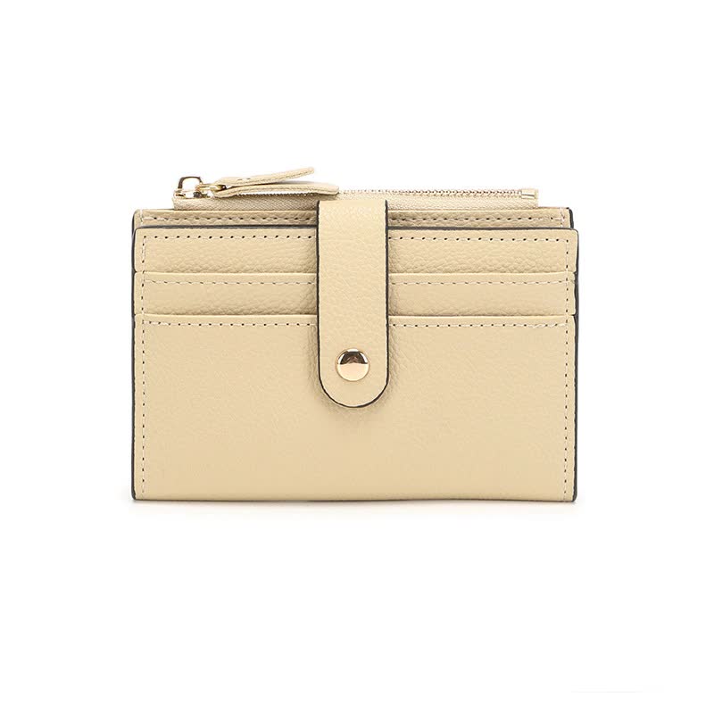 Elosung 3 Pcs Apricot Women's Small Zipper Snap Card Ladies Pu Leather Credit Holder With Coin Pocke Wallets