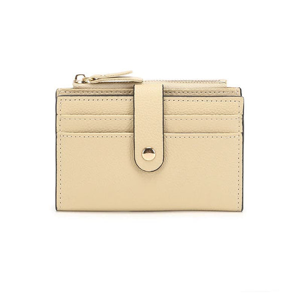 Elosung 3 Pcs Apricot Women's Small Zipper Snap Card Ladies Pu Leather Credit Holder With Coin Pocke Wallets