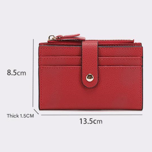 Elosung 3 Pcs Red Women's Small Zipper Snap Card Ladies Pu Leather Credit Holder With Coin Pocke Wallets