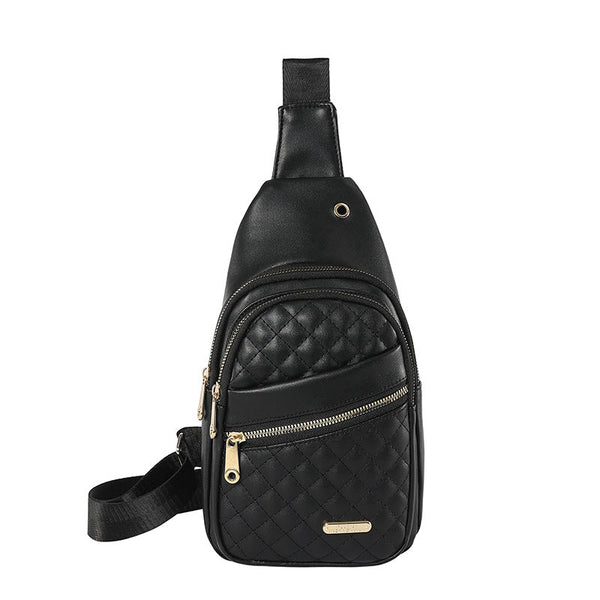 Elosung Black Women's Quilted Sling Bag Stylish Crossbody Shoulder Backpack Women's Bags & Handbags