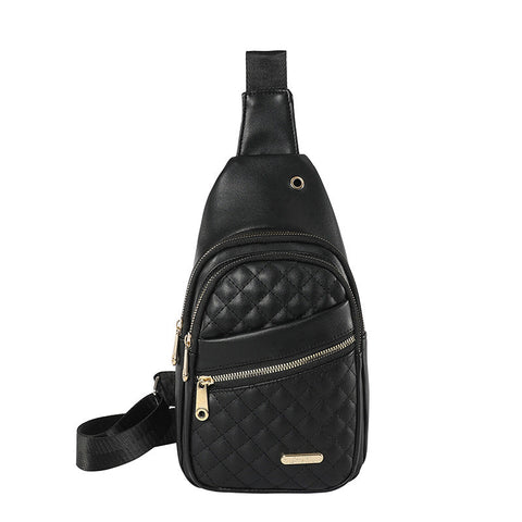 Elosung Black Women's Quilted Sling Bag Stylish Crossbody Shoulder Backpack Women's Bags & Handbags