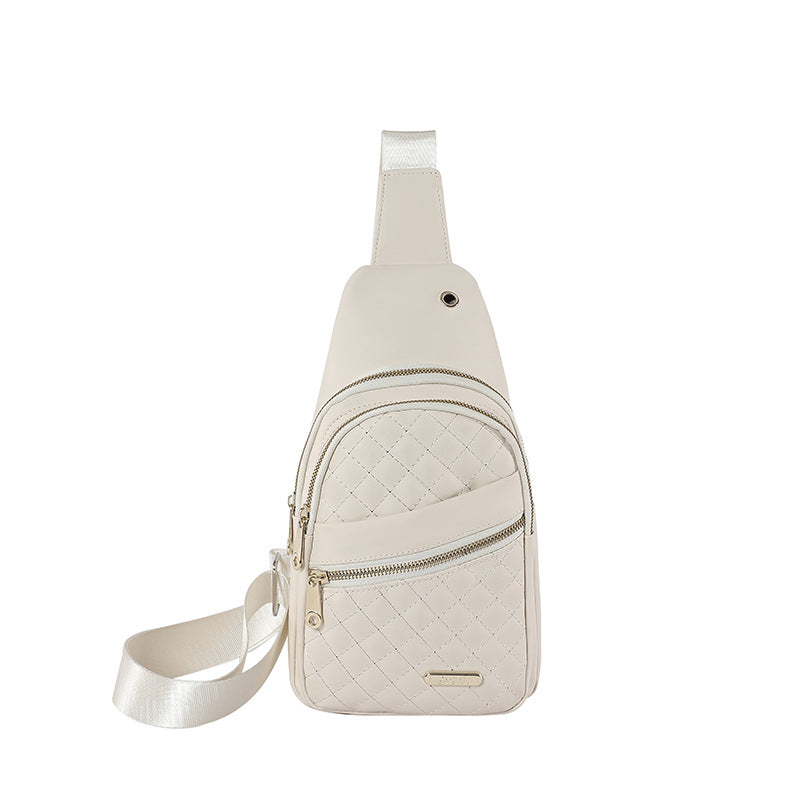 White Women's Quilted Sling Bag Stylish Crossbody Shoulder Backpack Women Backpacks