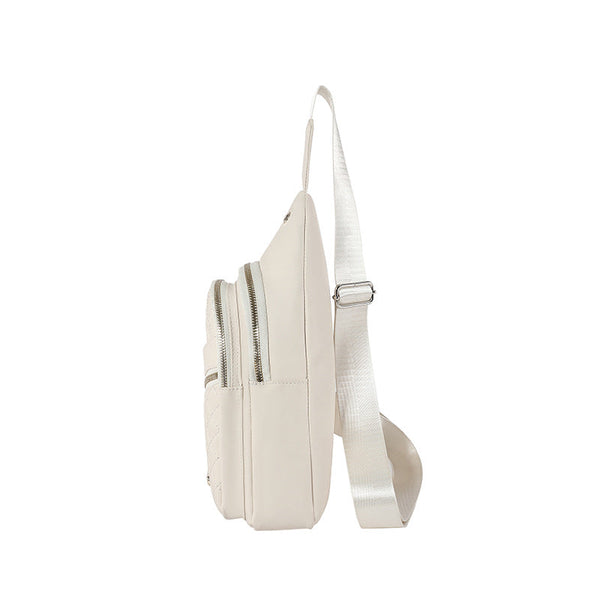 White Women's Quilted Sling Bag Stylish Crossbody Shoulder Backpack Women Backpacks