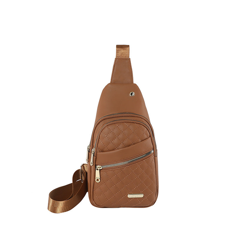 Elosung Brown Women's Quilted Sling Bag Stylish Crossbody Shoulder Backpack Women Backpacks