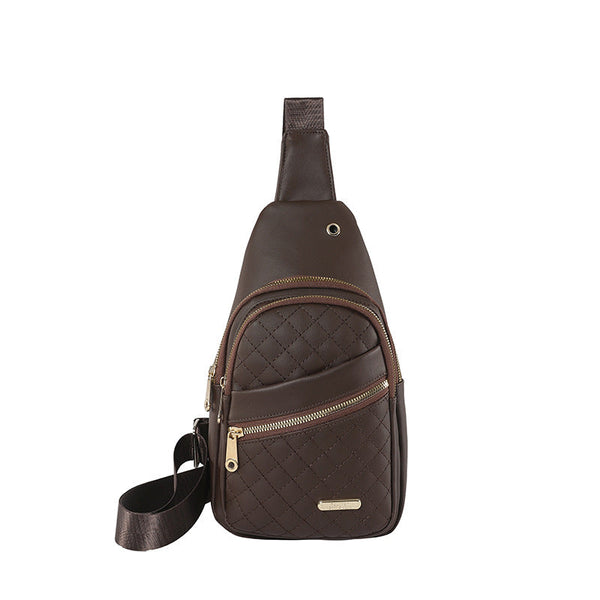Elosung Dark Brown Women's Quilted Sling Bag Stylish Crossbody Shoulder Backpack Women Backpacks