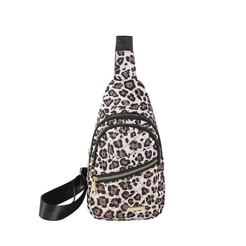 Elosung Leopard Print Women's Quilted Sling Bag Stylish Crossbody Shoulder Backpack Women's Bags & Handbags