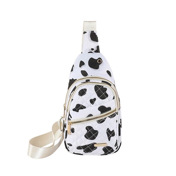 Elosung Black White Women's Quilted Sling Bag Stylish Crossbody Shoulder Backpack Women's Bags & Handbags