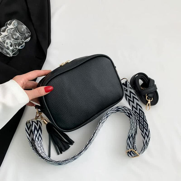 Elosung Black Trendy Crossbody Shoulder Bag With Tassel Accent Compact And Stylish Women's Bags & Handbags