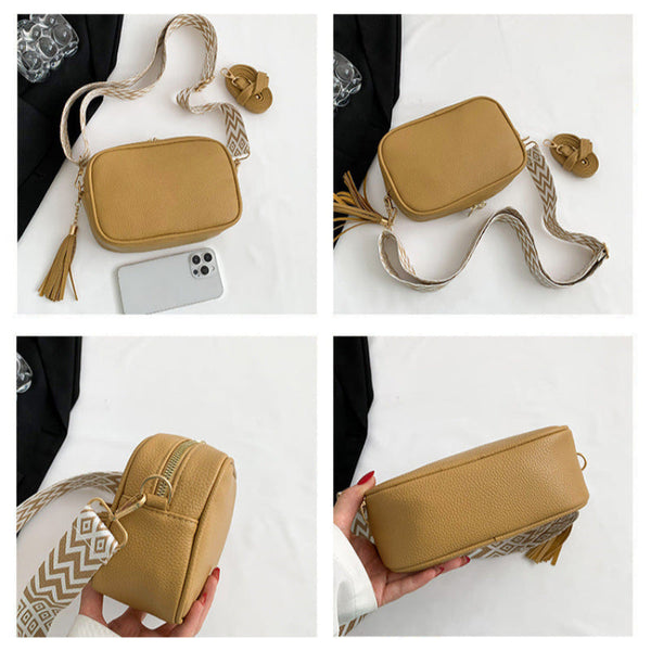 Elosung Black Trendy Crossbody Shoulder Bag With Tassel Accent Compact And Stylish Women's Bags & Handbags